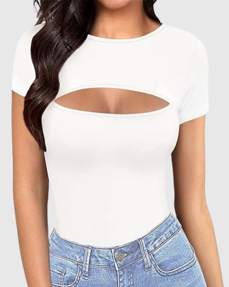 Short Sleeve Round Neck Bodycon Bodysuit