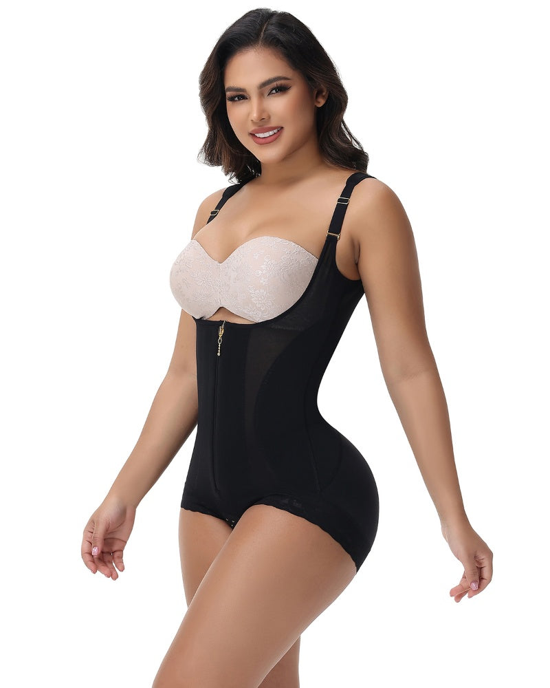 Shapshe® Seamless Mesh Splicing Firm Control Shapewear Open Bust Butt Lift Bodysuit