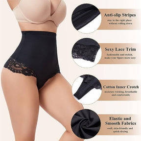 Seamless Lace Tummy Control Shapewear Panties High Waist Compression Thong Underwear