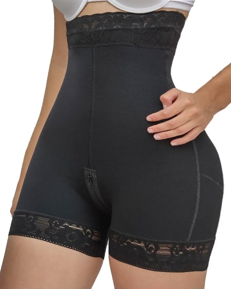 Pantalones cortos de encaje de cintura alta Bragas de control de tummt levantadoras de glúteos