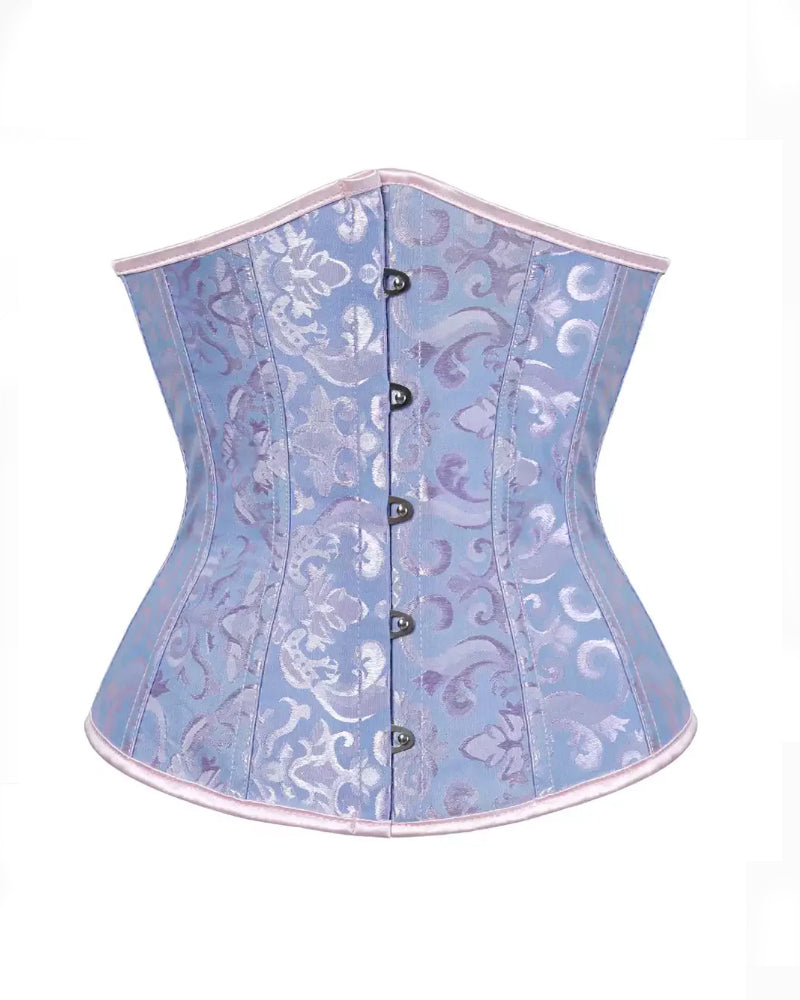 Vintage Jacquard Tummy Control Underbust Corset Lace-Up Back Plus Size Bustier Top