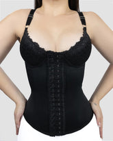 Seamless Satin 18 Steel Bone Corset Vest Lace Cups Bustier Top (Pre-Sale)