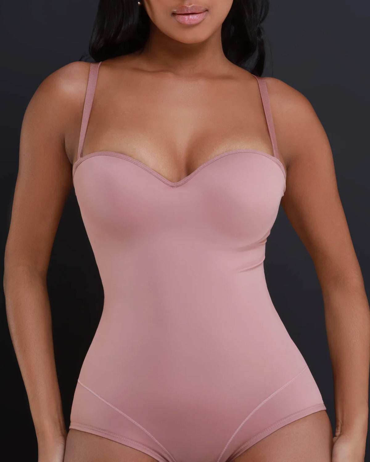 Women's Smooth Tummy Control Slimming Cupped Chest Thong Shapewear Bodysuit