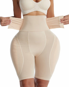 Hourglass Buckle Closure Waist Cincher BBL Shapewear Shorts With Sponge Pads