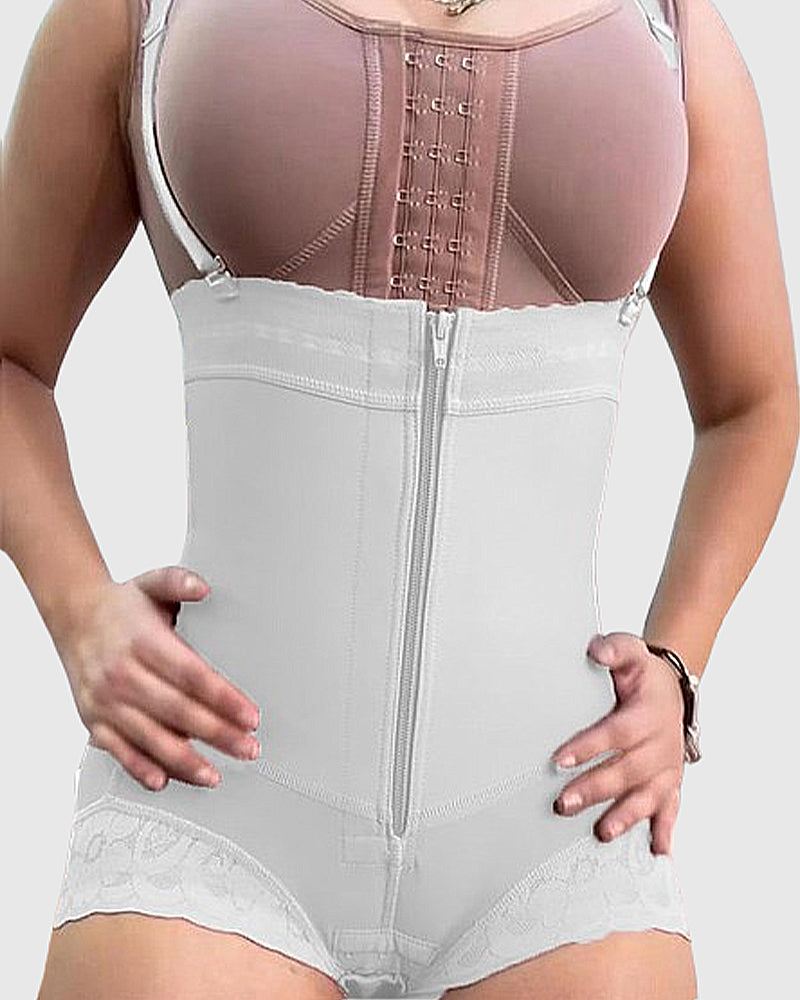 Pantalones cortos moldeadores de faja de talle alto para mujer con cierre de cremallera