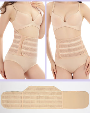 Entrenador de cintura con velcro para control de barriga y cinturón moldeador de recuperación transpirable hueco para mujer