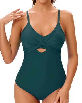 Sexy Suspender Color-blocked One-piece Swimwear Hourglass Figure