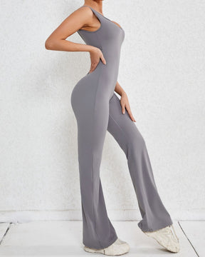 Hollow Back Sports Flared Yoga Jumpsuit