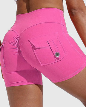 Women's Yoga Shorts Hip Lift Cargo Back Pockets