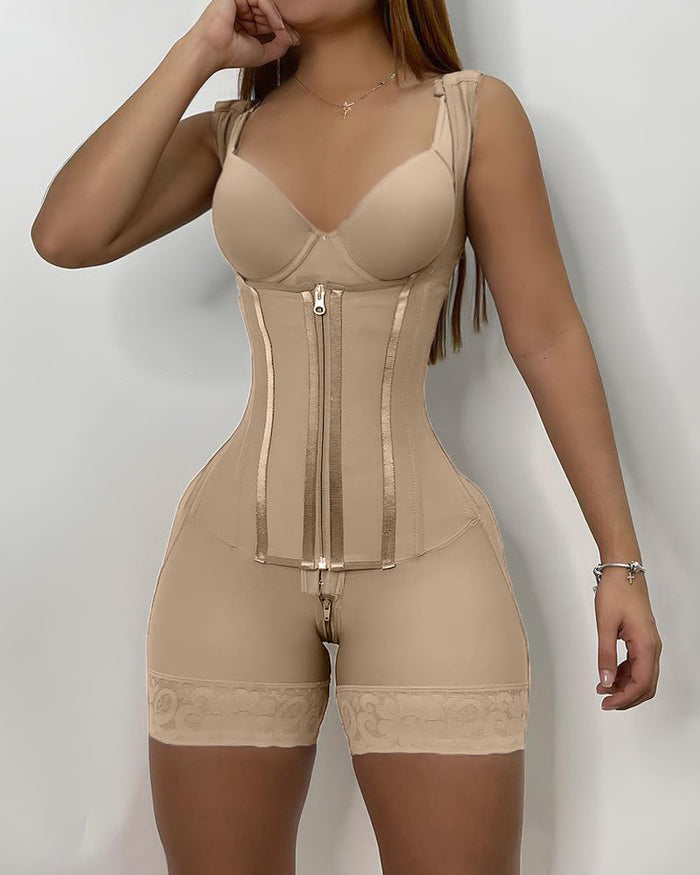 High compression Front Zipper Mid Thigh Shapewear