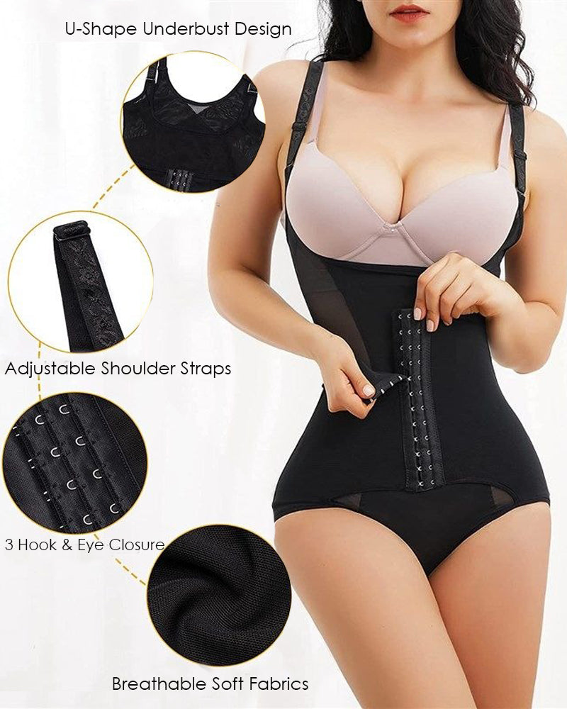 Body de entrenamiento de cintura para mujer, control de barriga, ajustado, moldeador de busto abierto