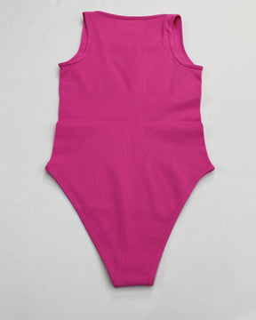 Sexy U-neck Sleeveless Ribbed Triangle Bodysuit