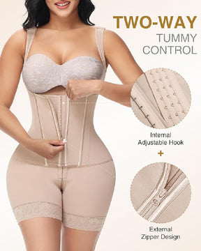 Shapshe® High compression Front Zipper Mid Thigh Shapewear with Bra