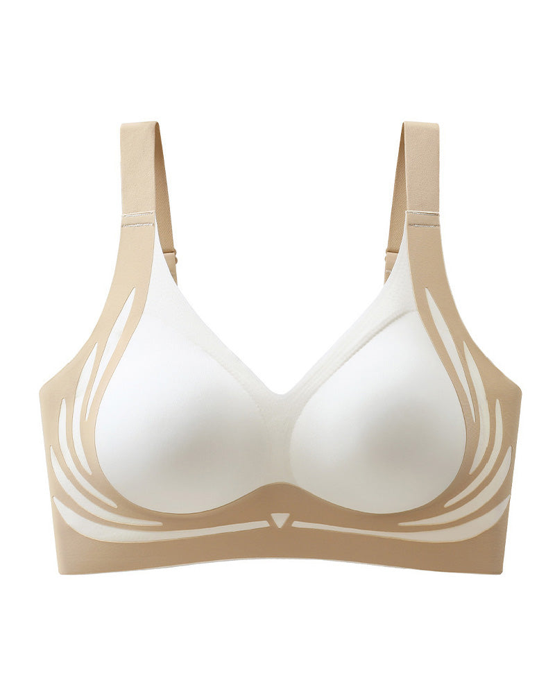 Seamless Contrast Color Wireless Soft Anti-sagging Push Up Sleep Bra