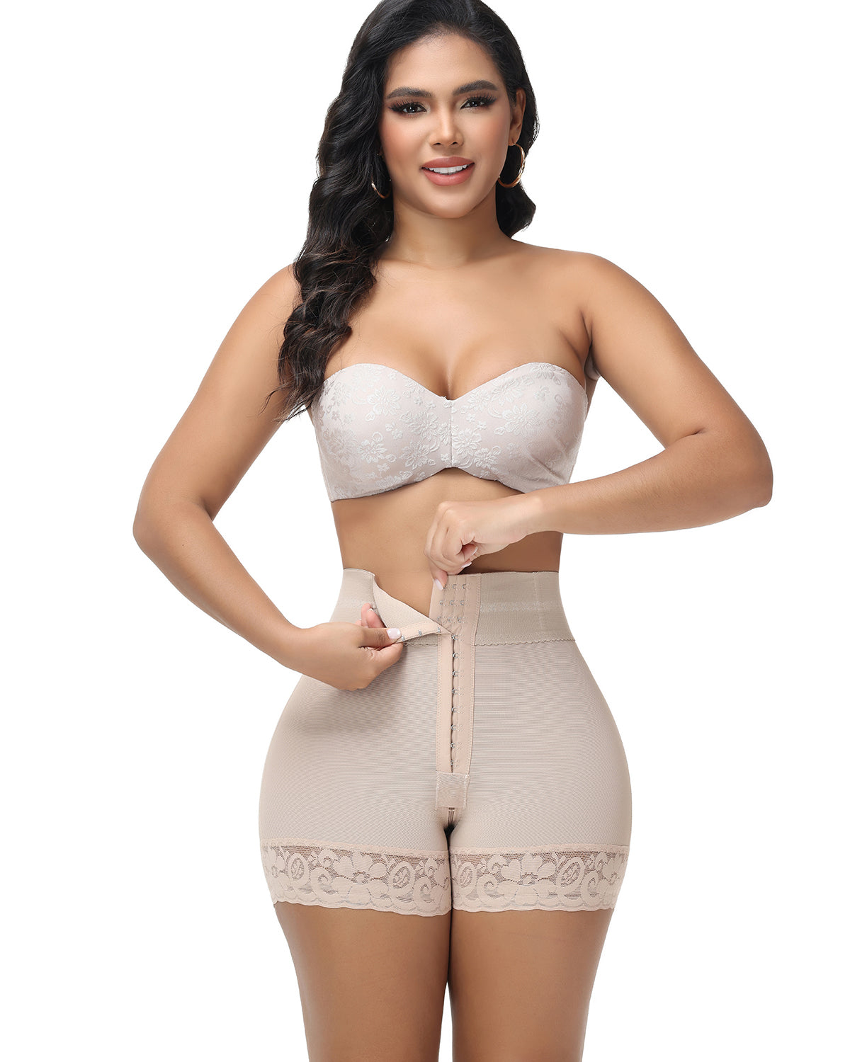 Pantalones cortos BBL de cintura alta de doble compresión con bragas con control de barriga en la sección media