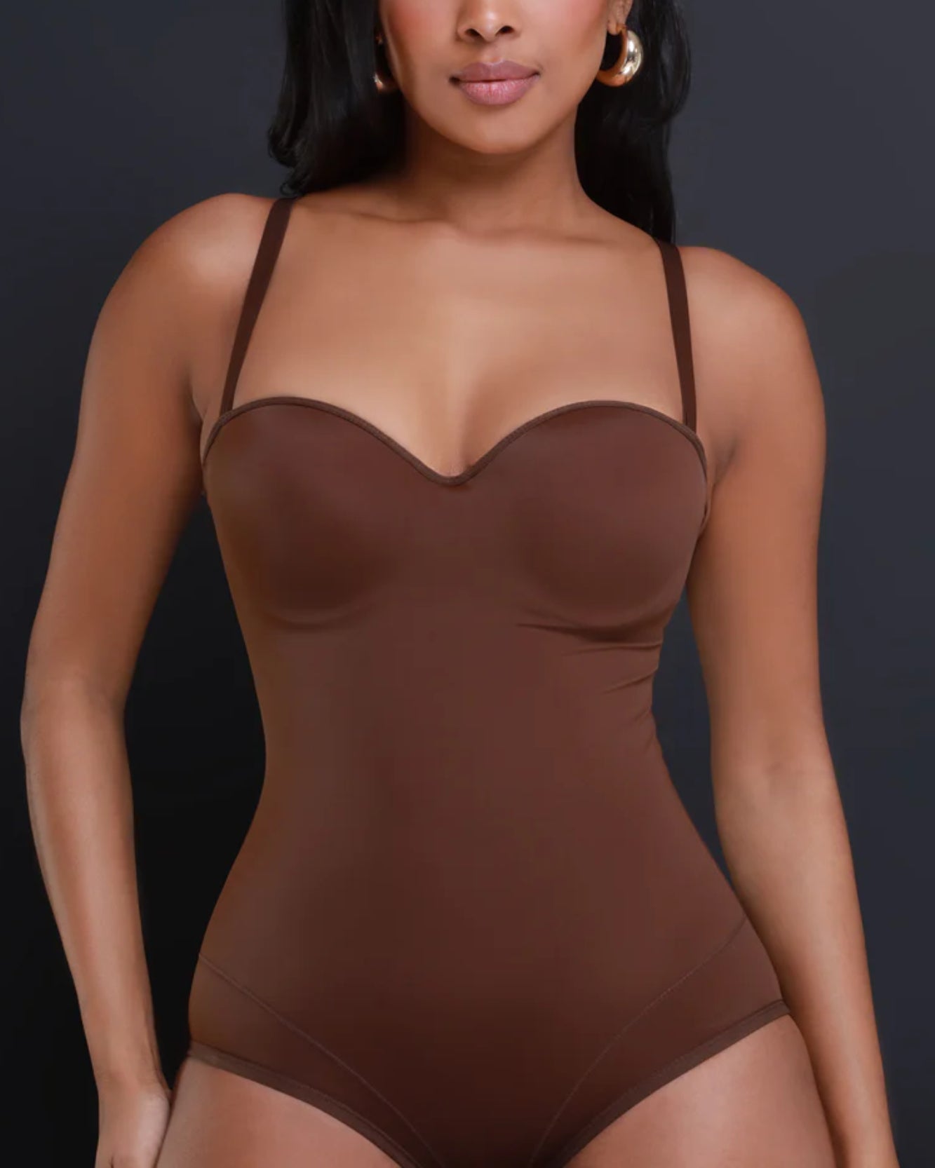 Women's Smooth Tummy Control Slimming Cupped Chest Thong Shapewear Bodysuit