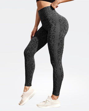 Seamless leopard Print Yoga Pants for Outer Wear, High Waist Tummy Control Peach Butt Lift