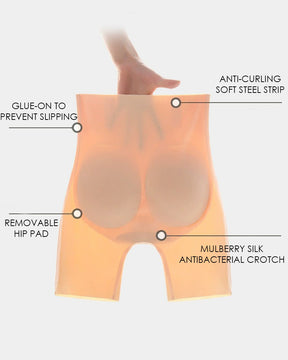 Ice Silk Invisible Shaping Panties Removable Push Up Butt Pads Shapewear Shorts