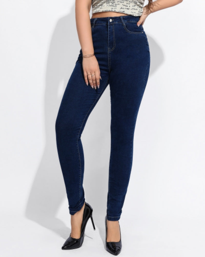 High Waist Slim Fit Skinny Jeans for Women with Elasticity