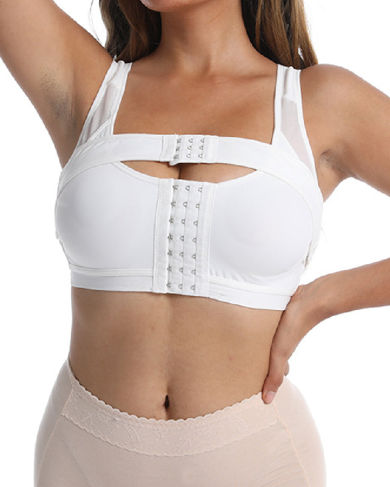 Front Closure Post Surgery Compression Shapewear Bra With Breast Support Belt