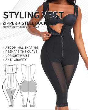 Women's BBL Firm Control Thigh Slimmer Shapewear Breasted Zipper Long Pants Body Shaper