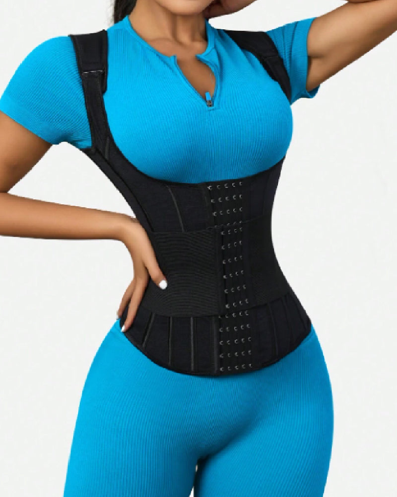 Steel Boned Mesh Waist Trainer Vest Breathable Abdominal Sculpting Belt Corset