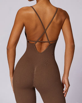 Criss Cross Seamless Scrunch Butt Romper Spaghetti Strap Tummy Control Jumpsuit