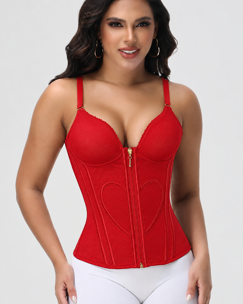 Shapshe® Fajas Colombianas Love Pattern Corset Top Zipper Christmas Outfits Waist Trainer