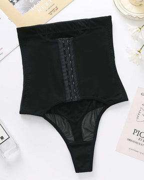 9-Breasted High-Waisted Hip-Lift Thigh Tuck Thong Panties