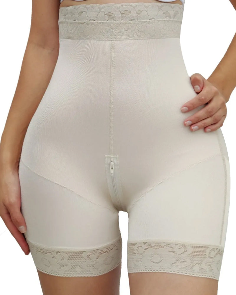 Pantalones cortos de encaje de cintura alta Bragas de control de tummt levantadoras de glúteos