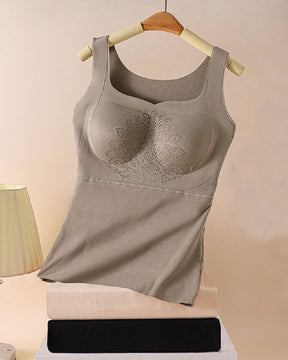 Women's Seamless Thermal Push Up Underwear Vest Heating Built in Bra Tank Tops