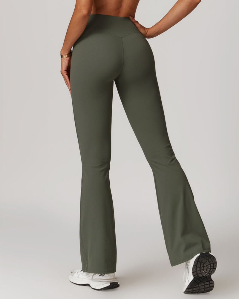 Crossover High Waist Hip Lift Nude Yoga Flared Pants