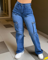 Women's Multi-Pocket Cargo Jeans Straight