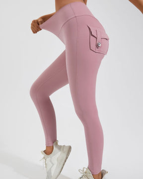 Peach Hip Fitness Leggings with Cargo Pockets