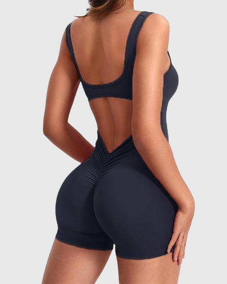 Sexy Backless One-shoulder Sleeveless Three-quarter Pants Bodysuit