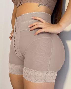 Colombian Girdles Lace Stitching Slimming Shorts Butt Lifter Front Buckle Shaping Panty