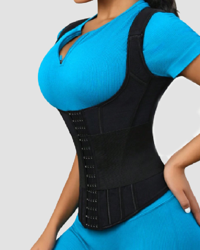 Steel Boned Mesh Waist Trainer Vest Breathable Abdominal Sculpting Belt Corset