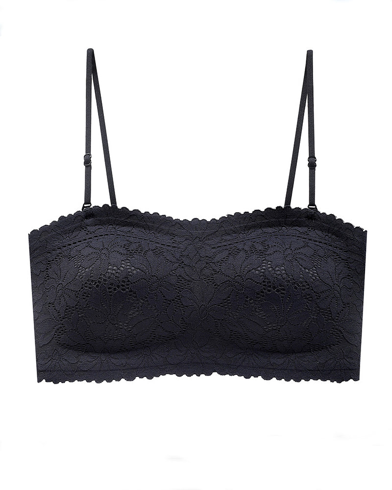 Women's Strapless Lace Non-slip Seamless Wireless Tube Top Bra