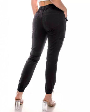 Women's High Waist Slim Fit Cargo Pants Casual Elastic Waistband Tapered Sweatpants