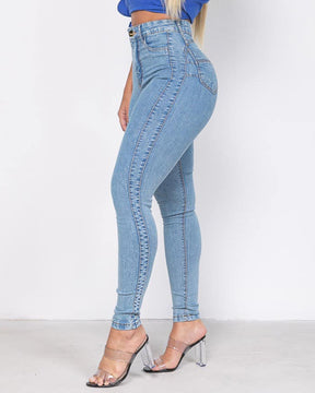 Skinny Jeans High Waist with Double Seams