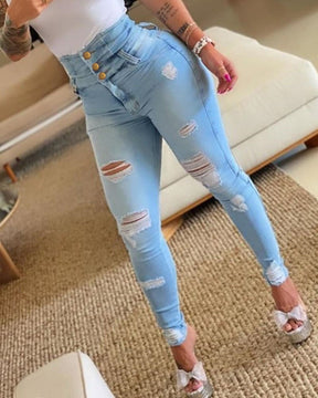 Women's High Waist Distressed Skinny Jeans