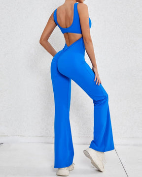 Hollow Back Sports Flared Yoga Jumpsuit