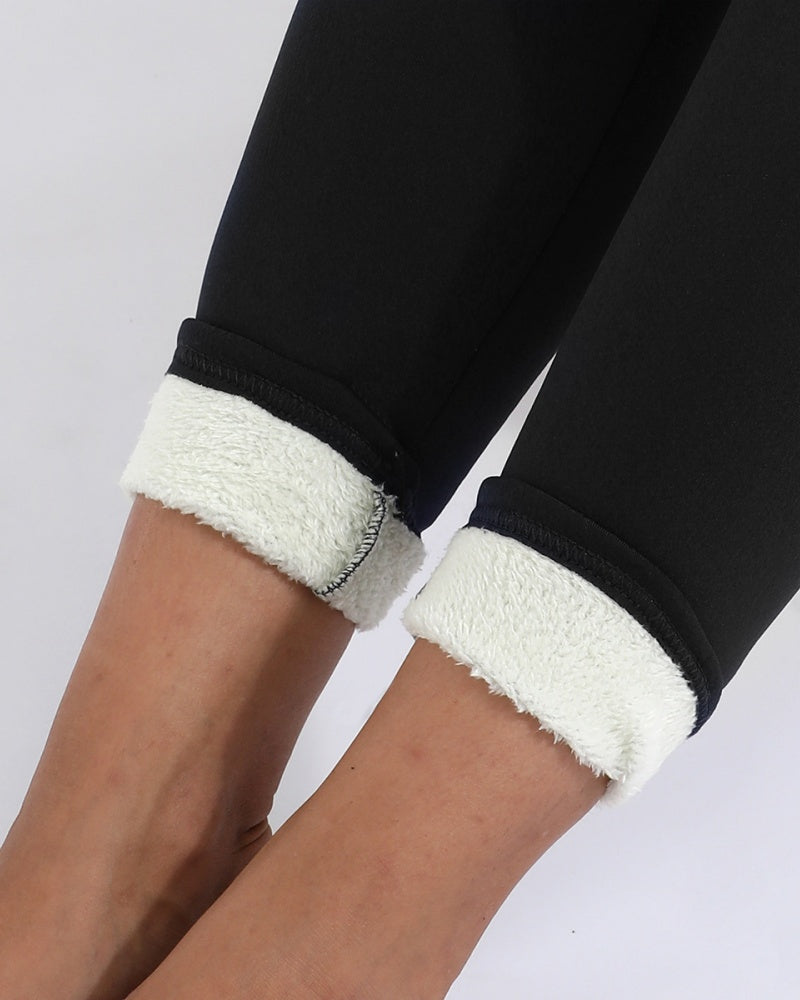 Women's Fleece Tights Warm Pants Lambskin Thickened Stretch Leggings