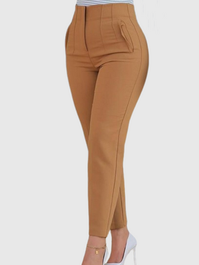 Women's Tailored Pleat High Waist Side Pocket 9-point Pants