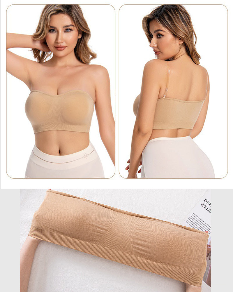 Sujetador push up sin tirantes para mujer sin anillo de acero Top de tubo sin costuras