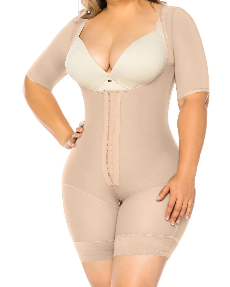 Middle Sleeves Open Bust Shapewear Tummy Control