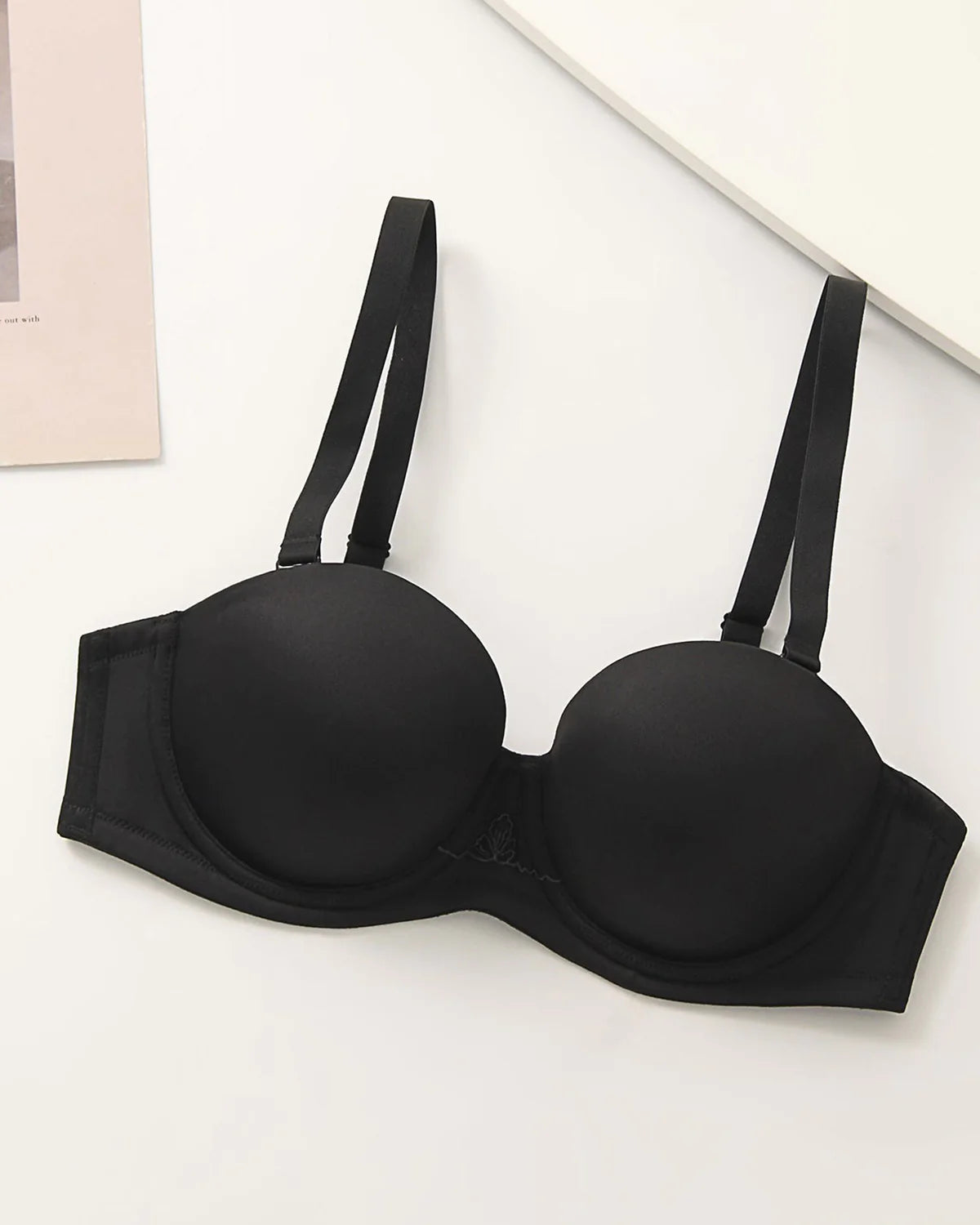 Black Strapless Push Up Underwire Multiway Contour Plus Size Bra