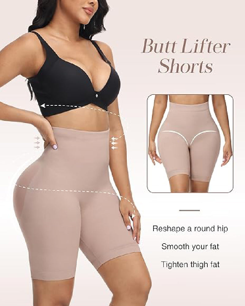 Pantalones cortos moldeadores de cintura alta para mujer, pantalones cortos sin costuras con control de barriga, faja levantadora de glúteos