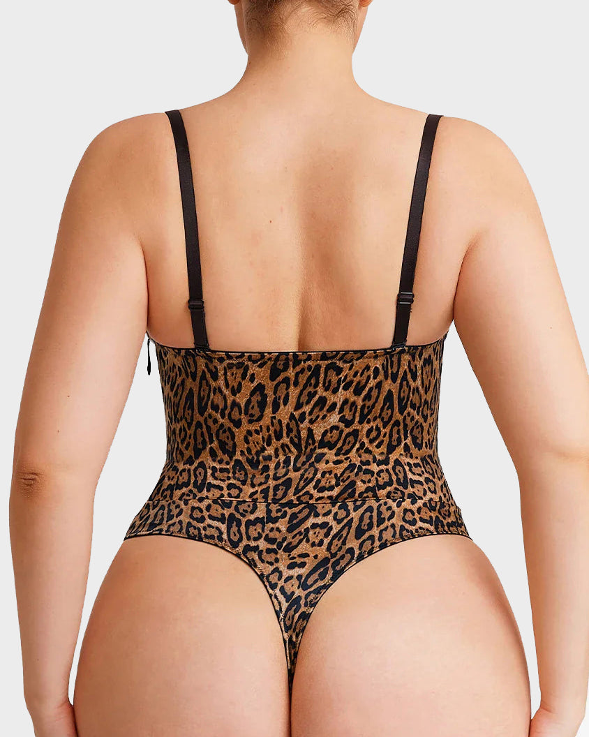 Shapewear Lace-Up Corset Bodysuit with Removable Straps