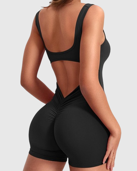 Sexy Backless One-shoulder Sleeveless Three-quarter Pants Bodysuit